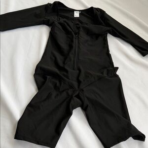 Black Full-Body Shapewear Bodysuit with Front Zip